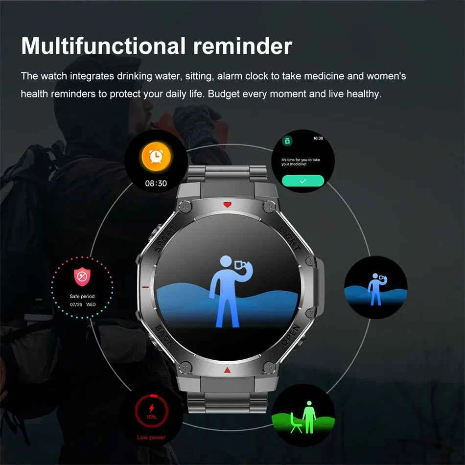 2025 New LED Smart Watch Men's HD AMOLED Bluetooth Call Waterproof Smartwatch Heart Rate Monitoring Women's Health Smart Watches - Mountain ship