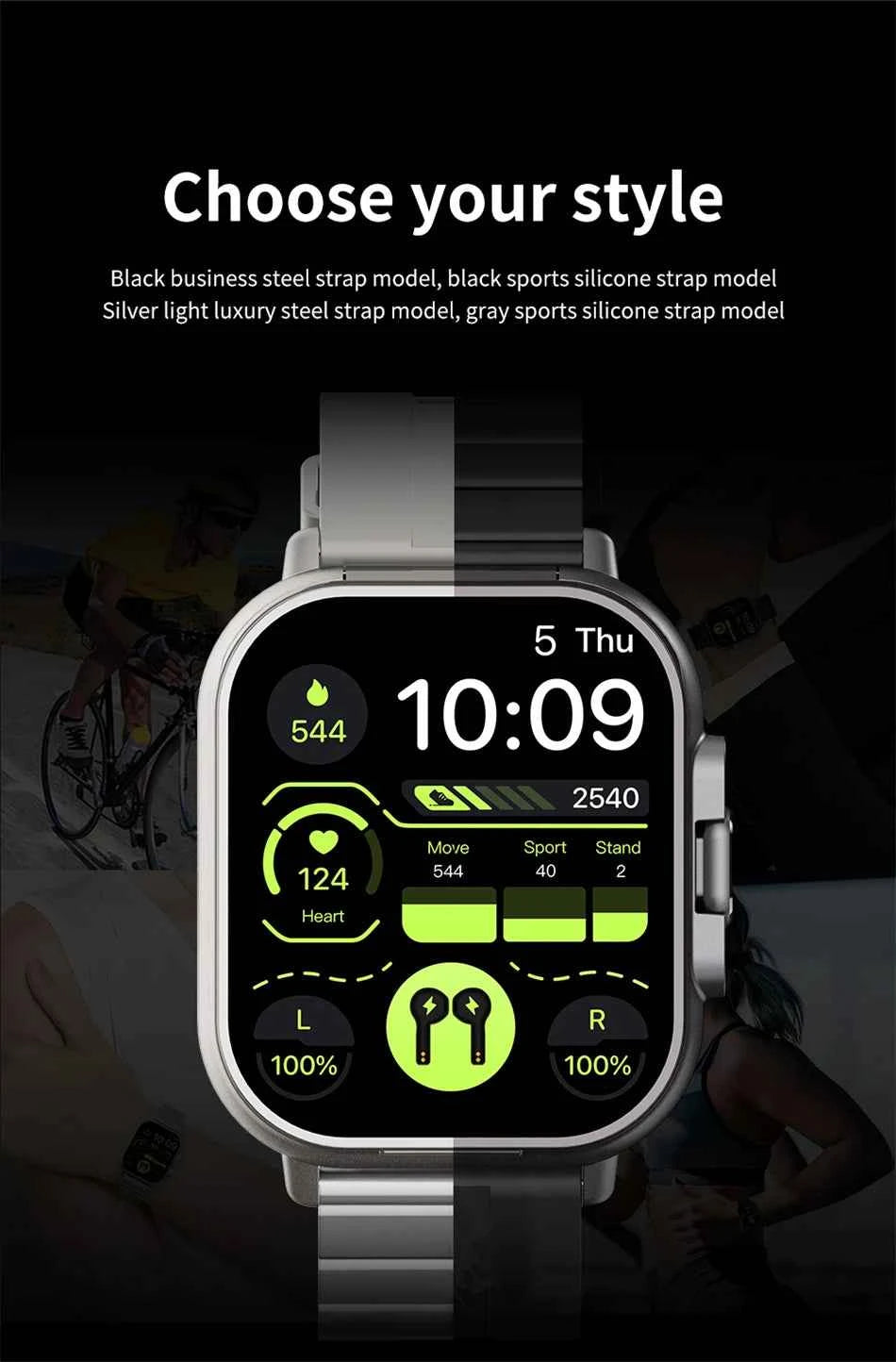 2024 Smart Watch 2 in 1 With Earphone Smartwatch Bluetooth Call Men Watch GPS Track Heart Rate Monitor Play Music SmartWatch - Mountain ship