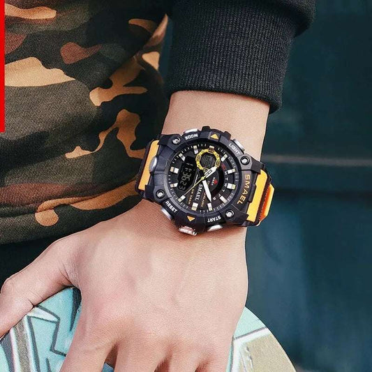 SMAEL Fashion Sport Watches Men Shock Resistant 50M Waterproof Wristwatch LED Alarm Stopwatch Clock Military 8040 Men Watch - Mountain ship
