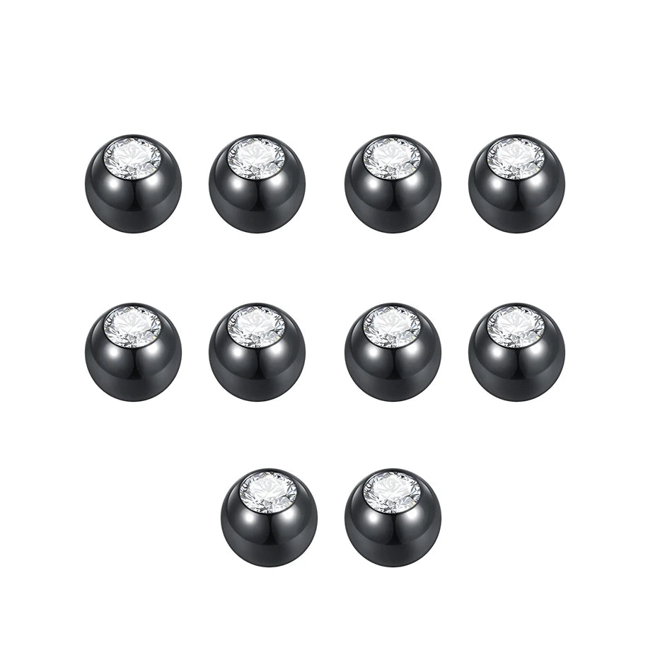 10pcs/lot Steel CZ Gem Replacement Spare Balls Labret Tongue Ring Ear Belly Eyebrow Piercing Attachment 16G 14G DIY Body Jewelry - Mountain ship