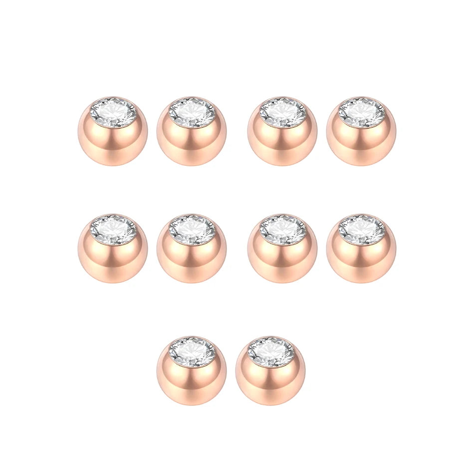 10pcs/lot Steel CZ Gem Replacement Spare Balls Labret Tongue Ring Ear Belly Eyebrow Piercing Attachment 16G 14G DIY Body Jewelry - Mountain ship