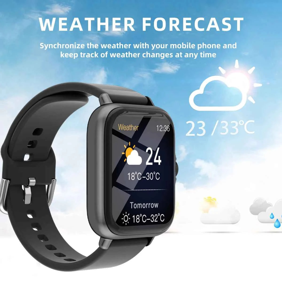 1.83'' Waterproof Smart Watch with Message Answer Call Sleep Monitoring Sports Pedometer Information Alerts For iPhone Android - Mountain ship
