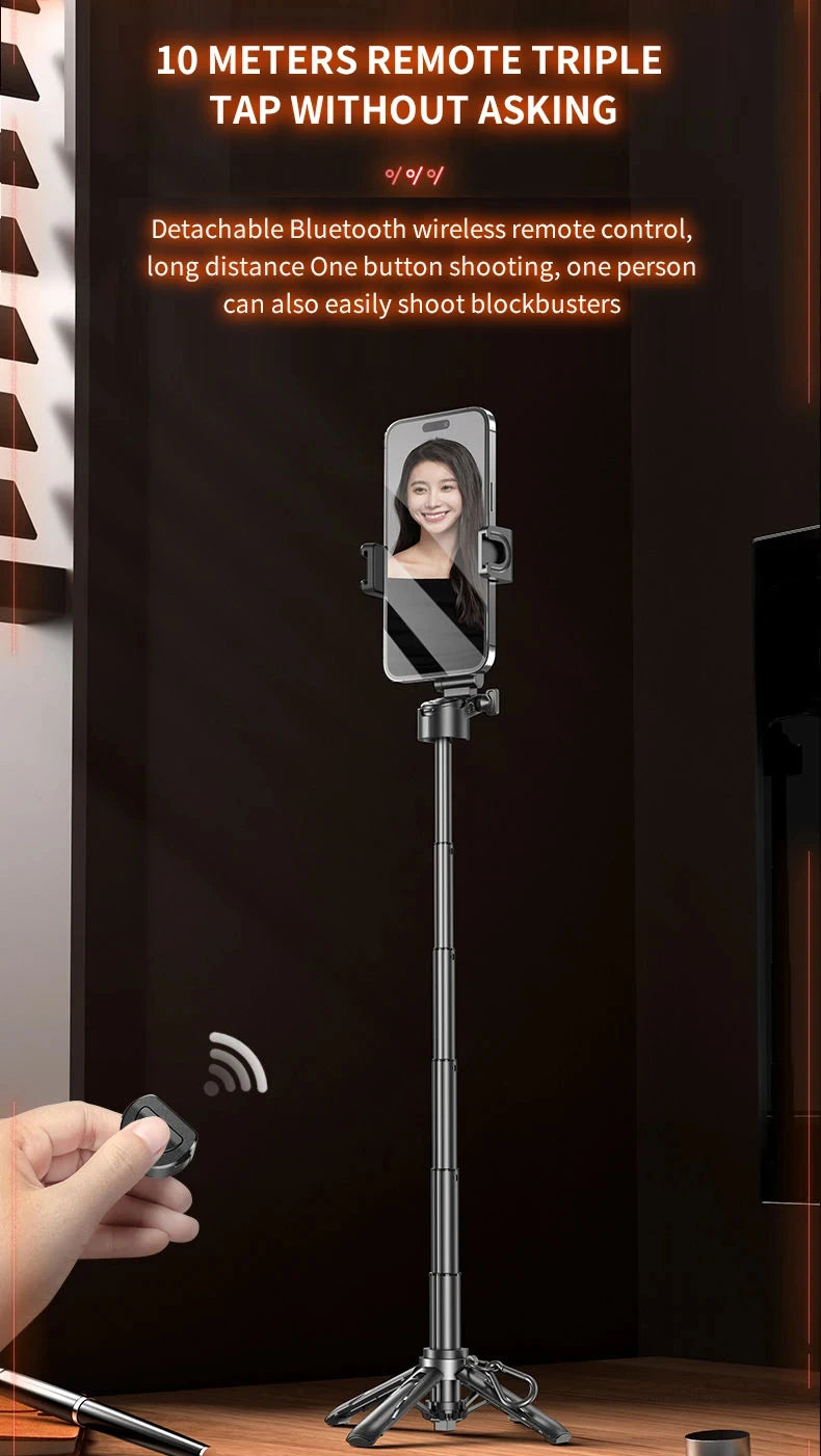 Newly Upgraded Design Mini Bluetooth Portable Telescopic Multifunctional Tripod Phone Selfie Stick - Mountain ship