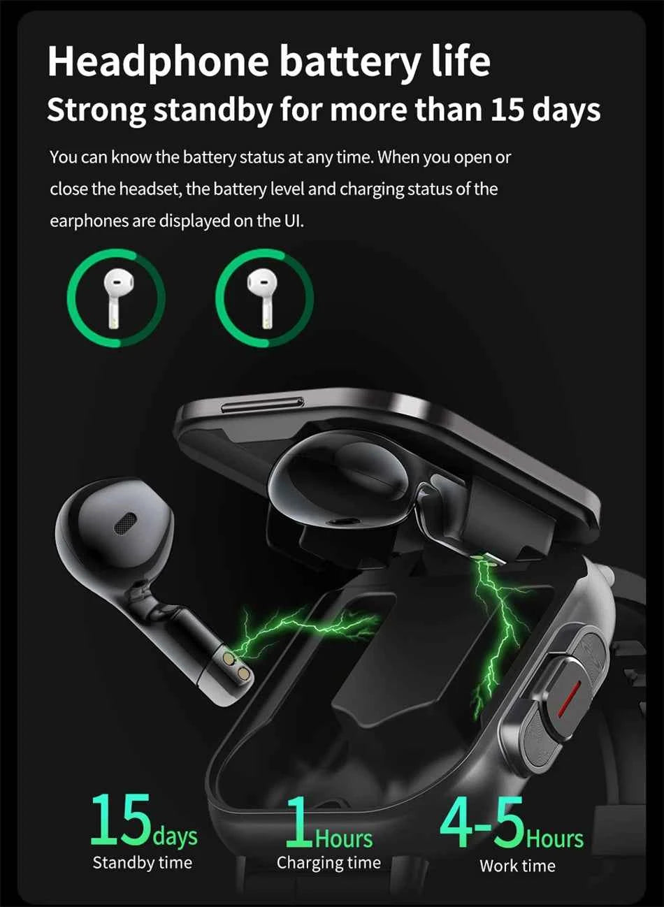 2024 Smart Watch 2 in 1 With Earphone Smartwatch Bluetooth Call Men Watch GPS Track Heart Rate Monitor Play Music SmartWatch - Mountain ship
