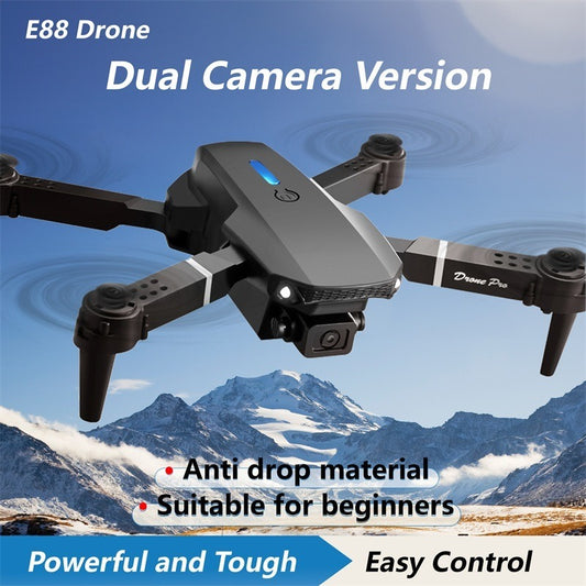 The E88 Dual-camera Drone With Two Batteries Has The Function Of Altitude Hold Mode. It Is Equipped With Dual Lenses And Can Fly Stably. - Mountain ship